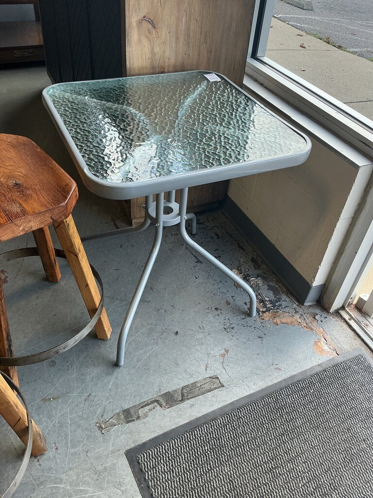 Barker 31.5'' Silver Tempered Glass Metal Table