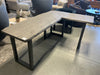 L-Shaped Driftwood Desk with Metal Base