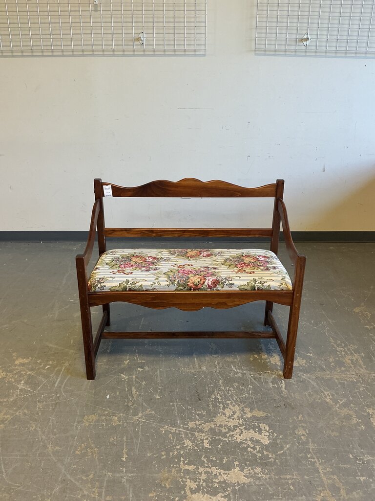 Vintage Bench W/ Floral Cushion