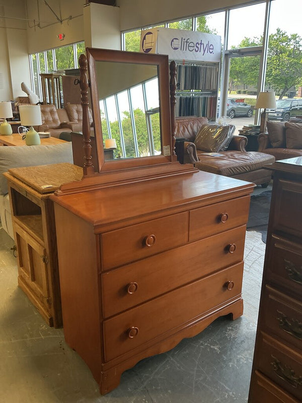 Light Stain Dresser W/ Mirror