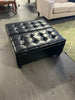 Harrison Faux Leather Storage Ottoman- Midnight Black