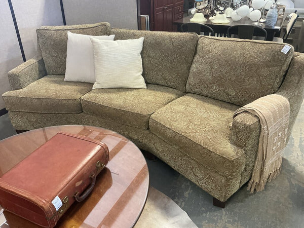 Gold Paisley 3 Cushion Curved Sofa