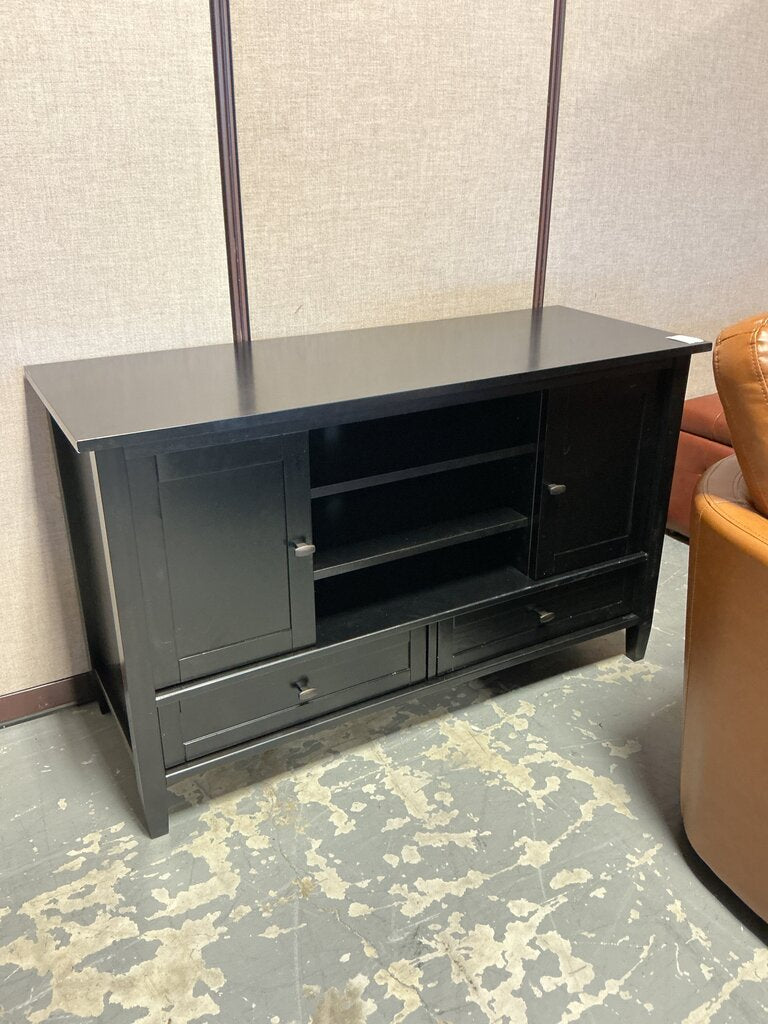 Warm Shaker SOLID WOOD 47 inch Wide Transitional TV Media Stand in Black
