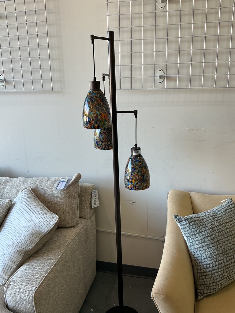 Floor Lamp w/ Multi-Color Glass Shade
