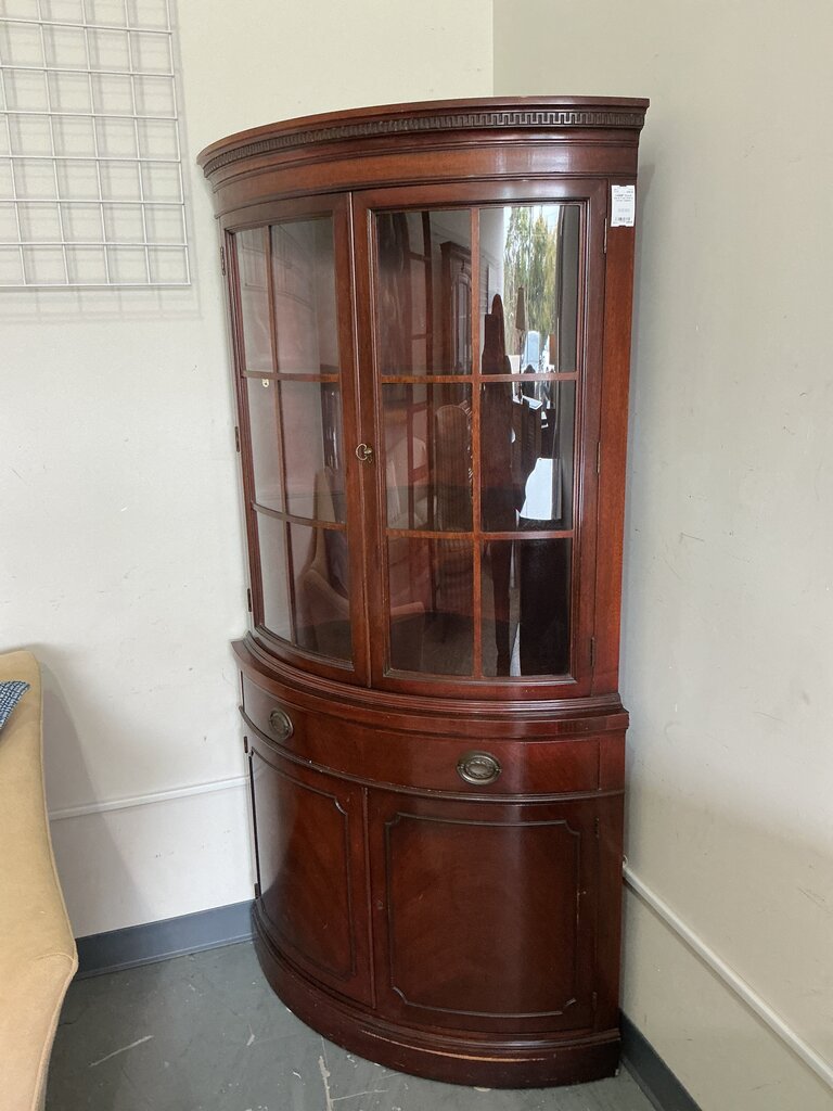 Drexel Curve Front Cherry Corner Cabinet
