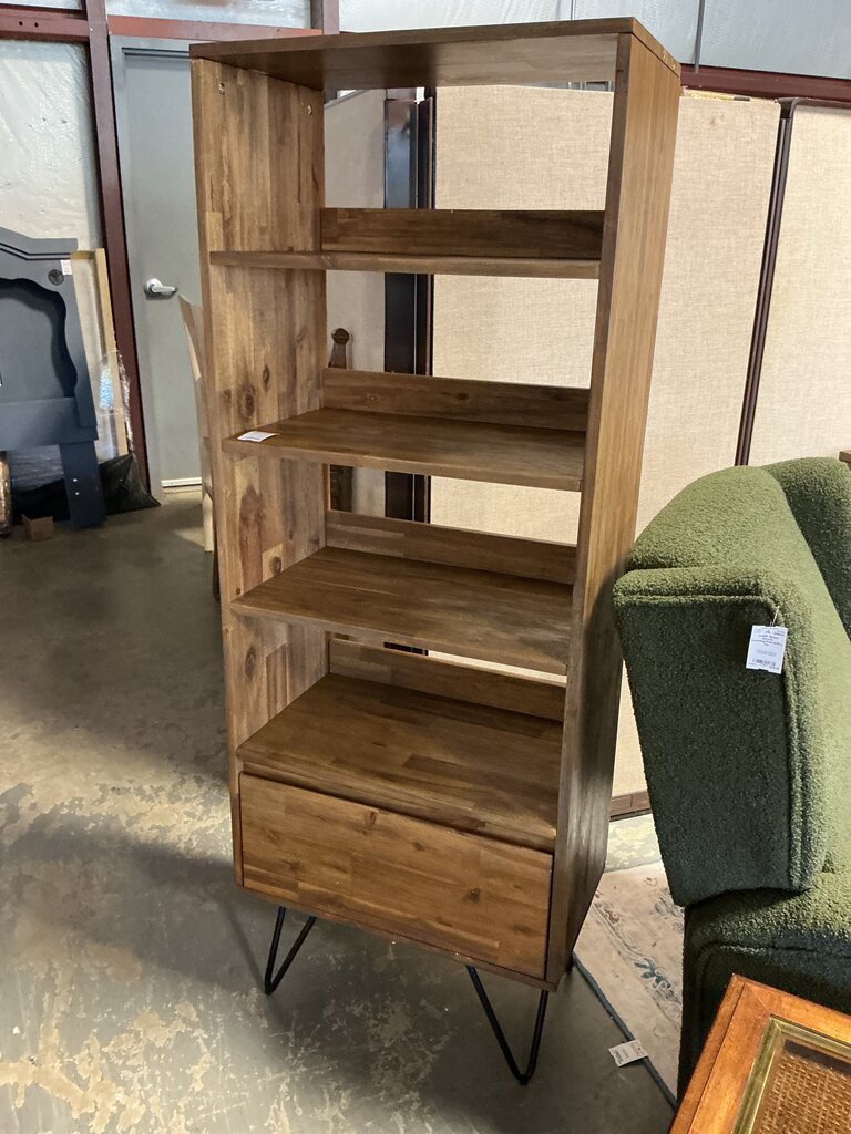 Chase Modern Industrial Bookcase- Rustic Brown (As-Is)