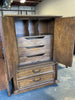 Vintage Carved Wood Bachelors Chest/Wardrobe