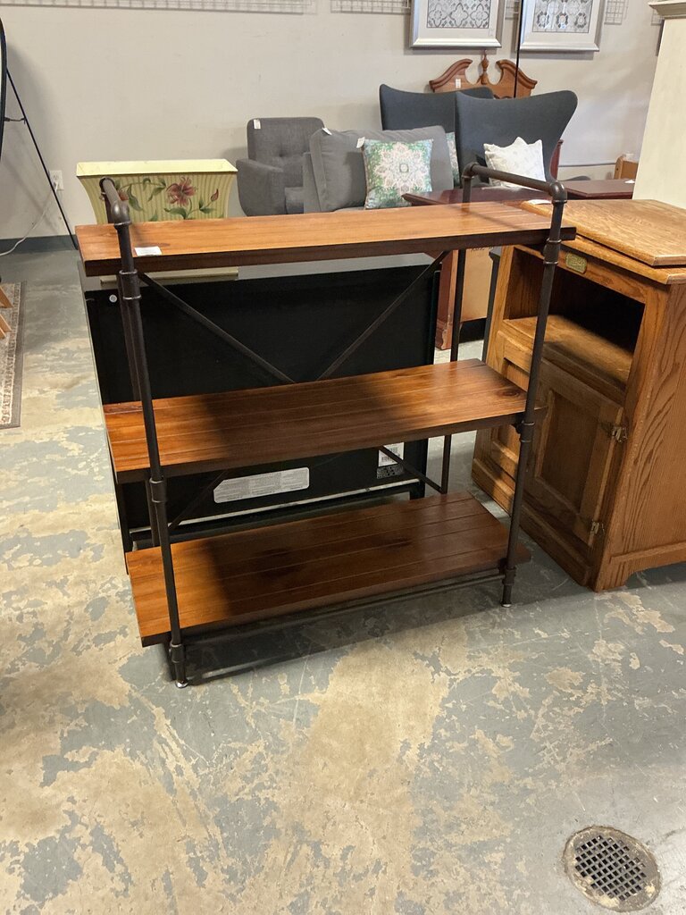 3-Tier Wood & Metal Bookcase