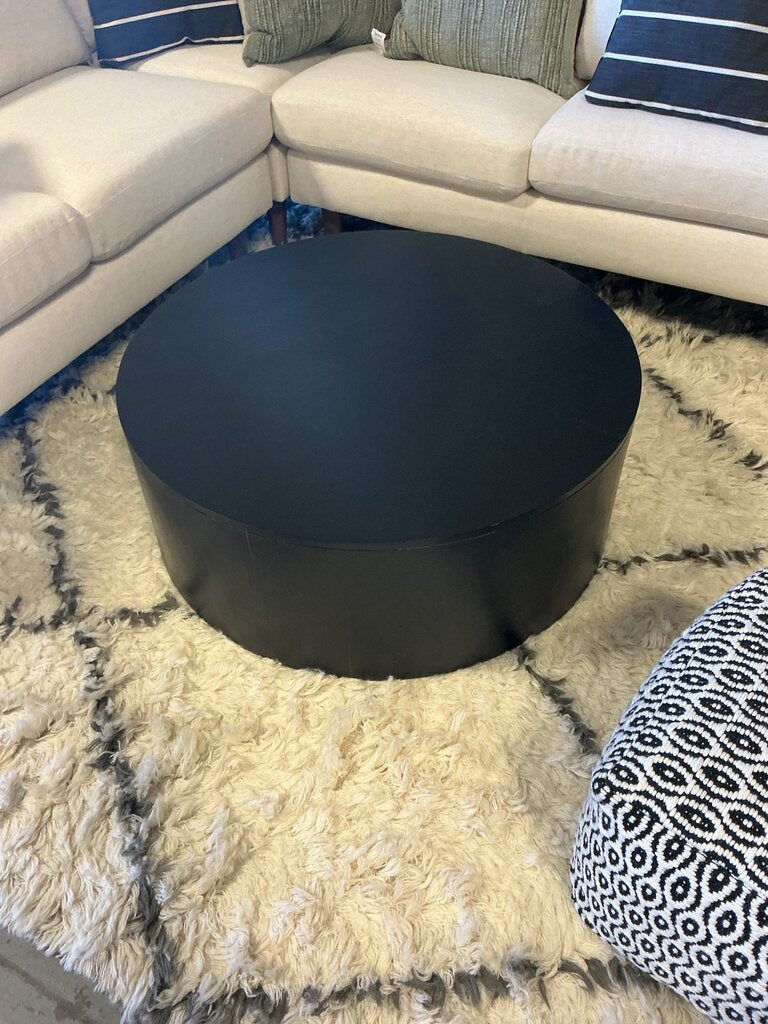 Millbury Contemporary Drum Coffee Table- Black (As-Is)