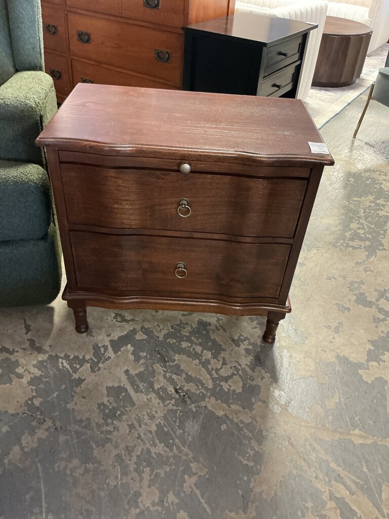 Becky Walnut Stain 2 Drawer Nightstand (As-Is/Corner)