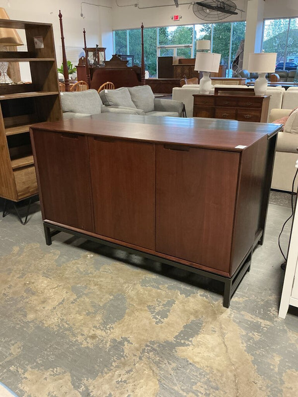 Banting and Metal 58 inch x 18 inch Rectangle Mid Century 3 Door Sideboard Buffet in Natural Walnut