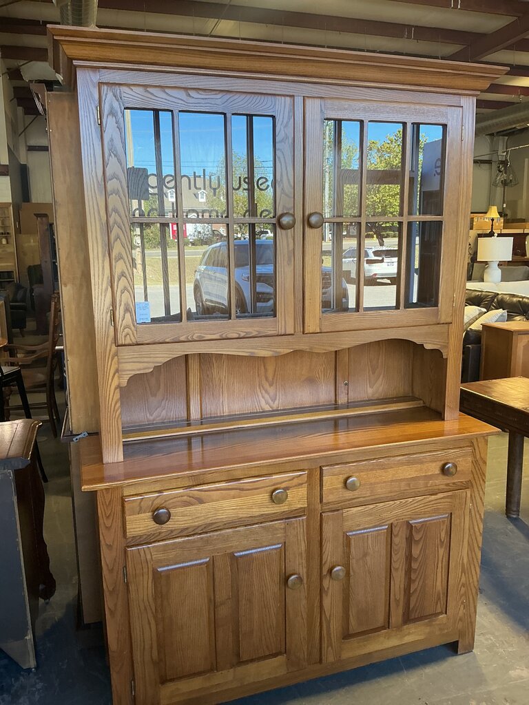 Vintage Oak Hutch with Lights
